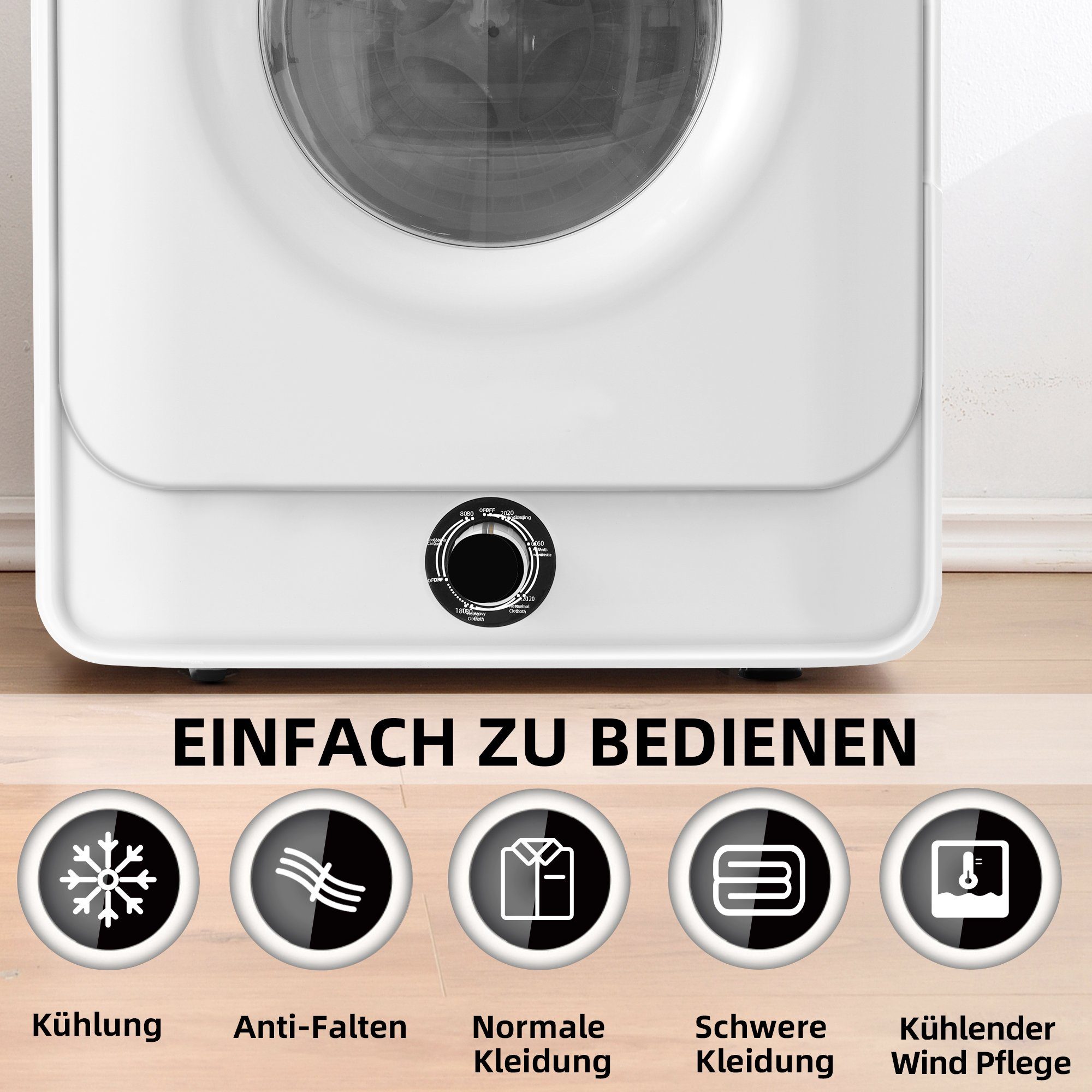Fangqi Ablufttrockner Edelstahltrockner, 830W,Mehrfachfiltration,5 Programme,wandmontierbar, 3 kg, 3kg, tatsächlich bis 4,5kg, Überhitzungsschutz