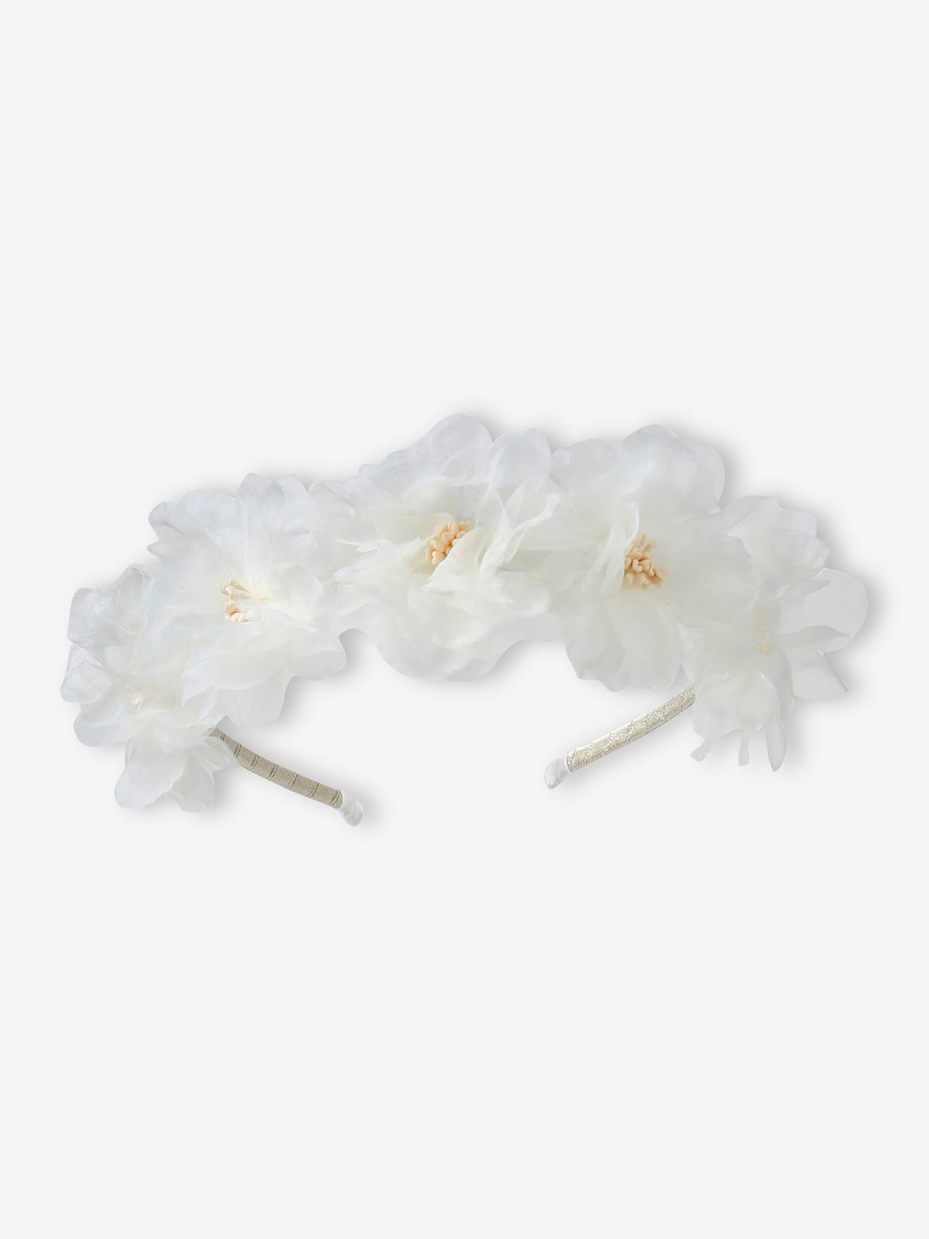 Serre-tête avec fleurs blanches appliquées blanc