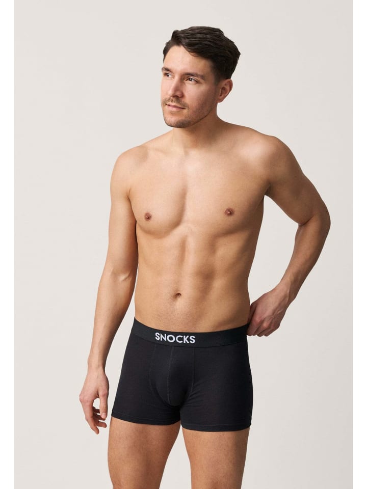 SNOCKS Boxershorts aus Bio-Baumwolle 6 Stück in Schwarz günstig kaufen