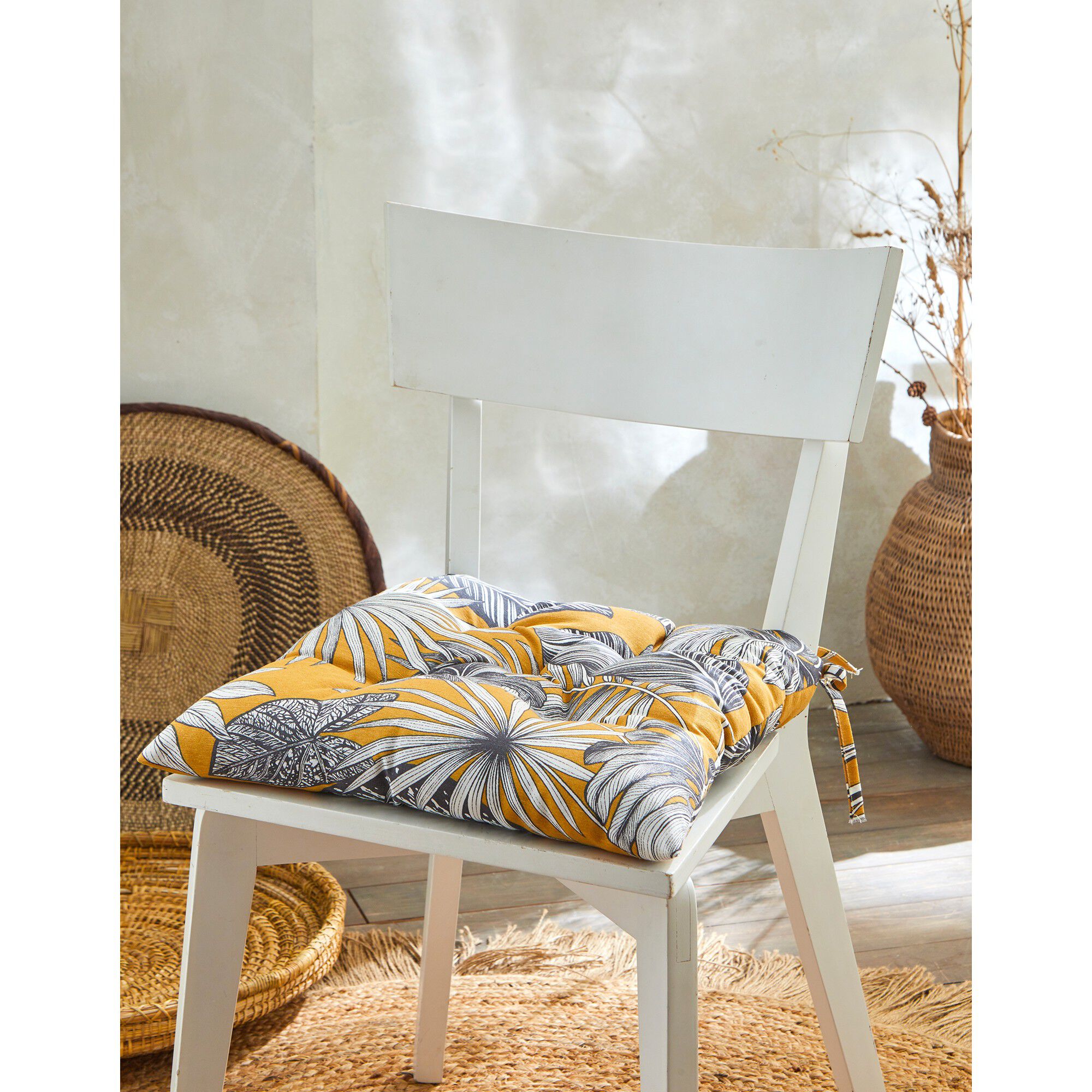 Galette de chaise imprimé tropical