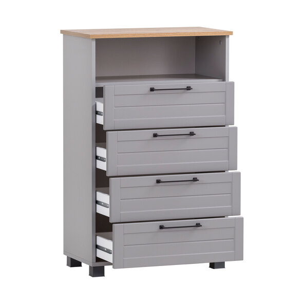 Jelda Highboard 600, platingrau/Eiche Landhaus