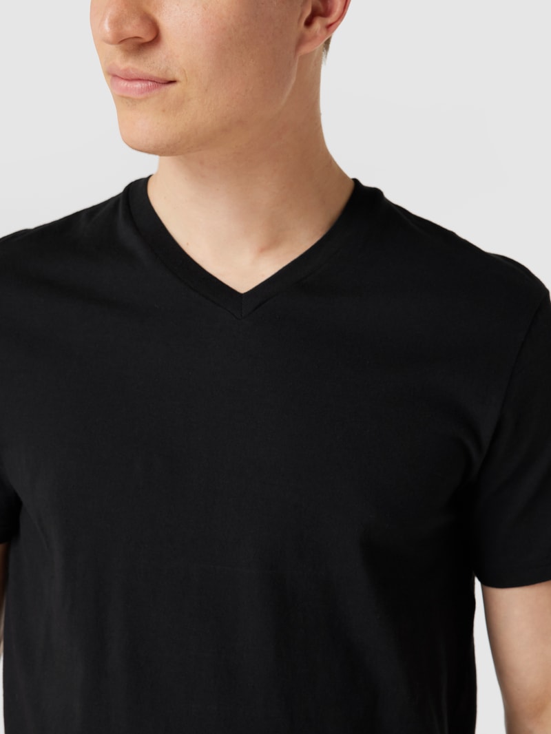 T-Shirt mit Label-Print im 3er-Pack in schwarz
