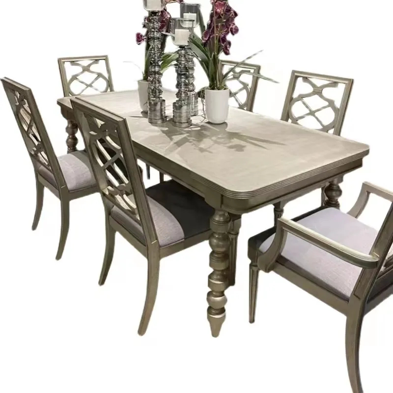 Solid wood table light luxury champagne small unit dining table and chair combination rectangular dining table · dining table 140*80*76㎝