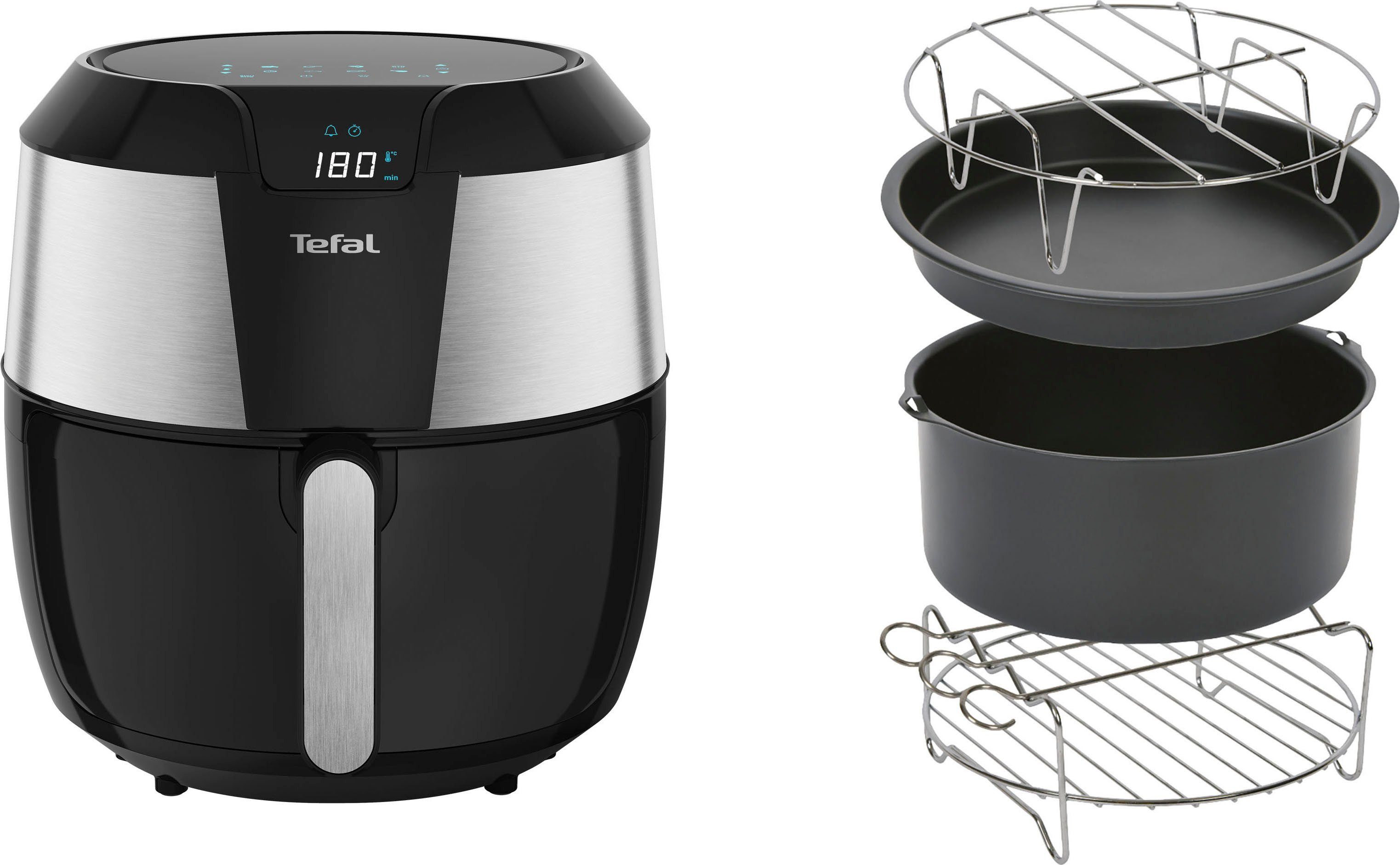 Tefal Heißluftfritteuse EY701D.HERO Easy Fry XXL mit Zubehör-Set, 1850 W, Fassungsvermögen 1,6 kg, Timer, 8 automatische Menüs