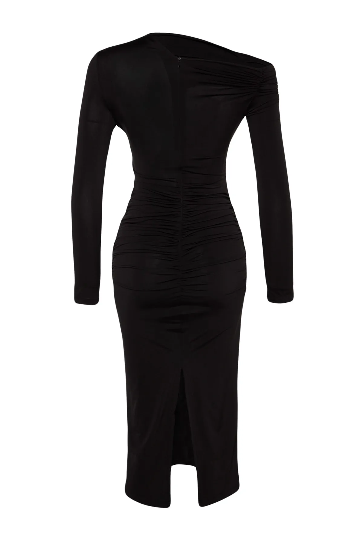 Trendyol Collection  Schwarzes, figurbetontes, gestricktes Korsett mit detailliertem, elegantem Abendkleid TPRAW24EL00053