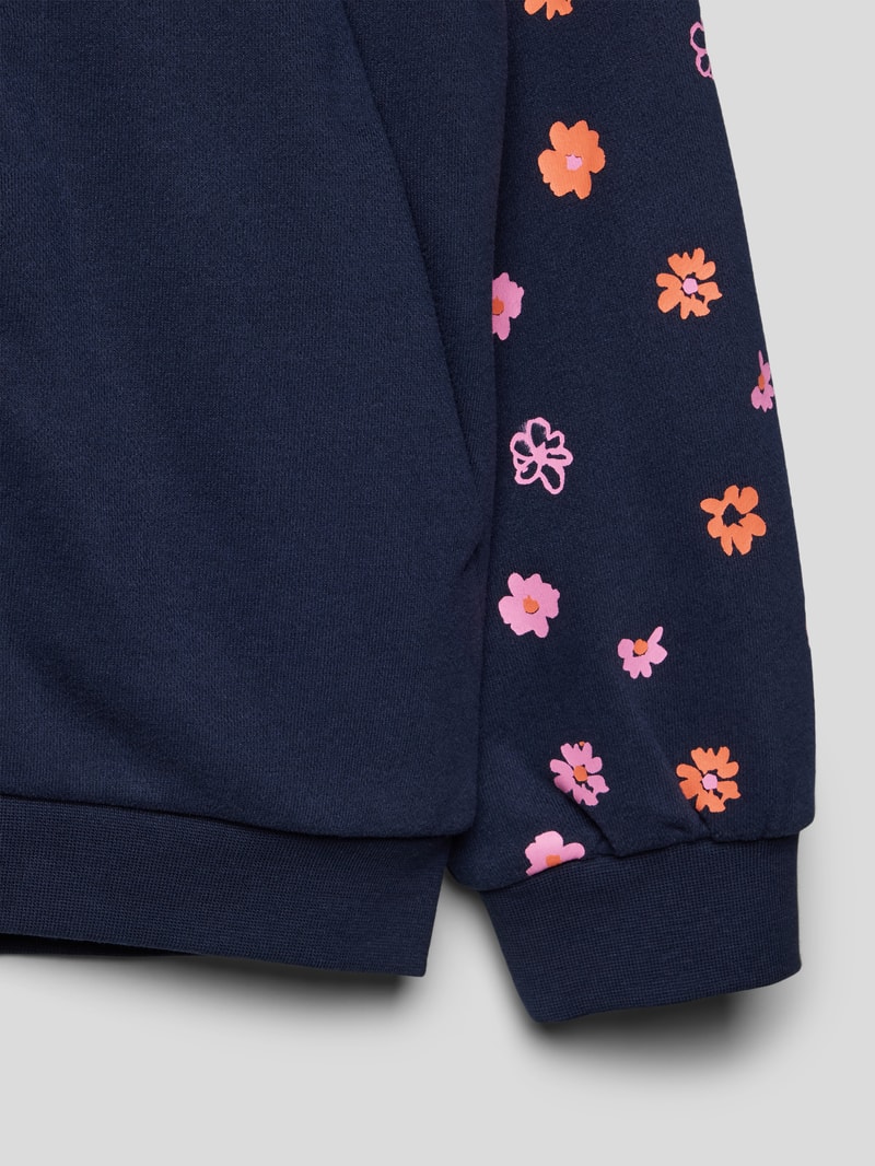 Sweatjacke mit floralem Print in marineblau