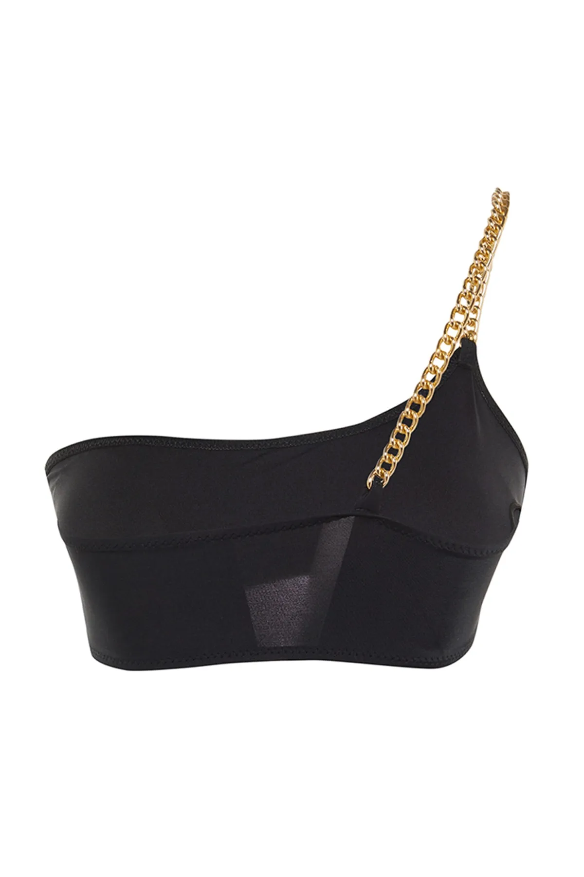 Trendyol Collection  Schwarzes One-Shoulder-Kettenaccessoire-Bikinioberteil TBESS23BU00355