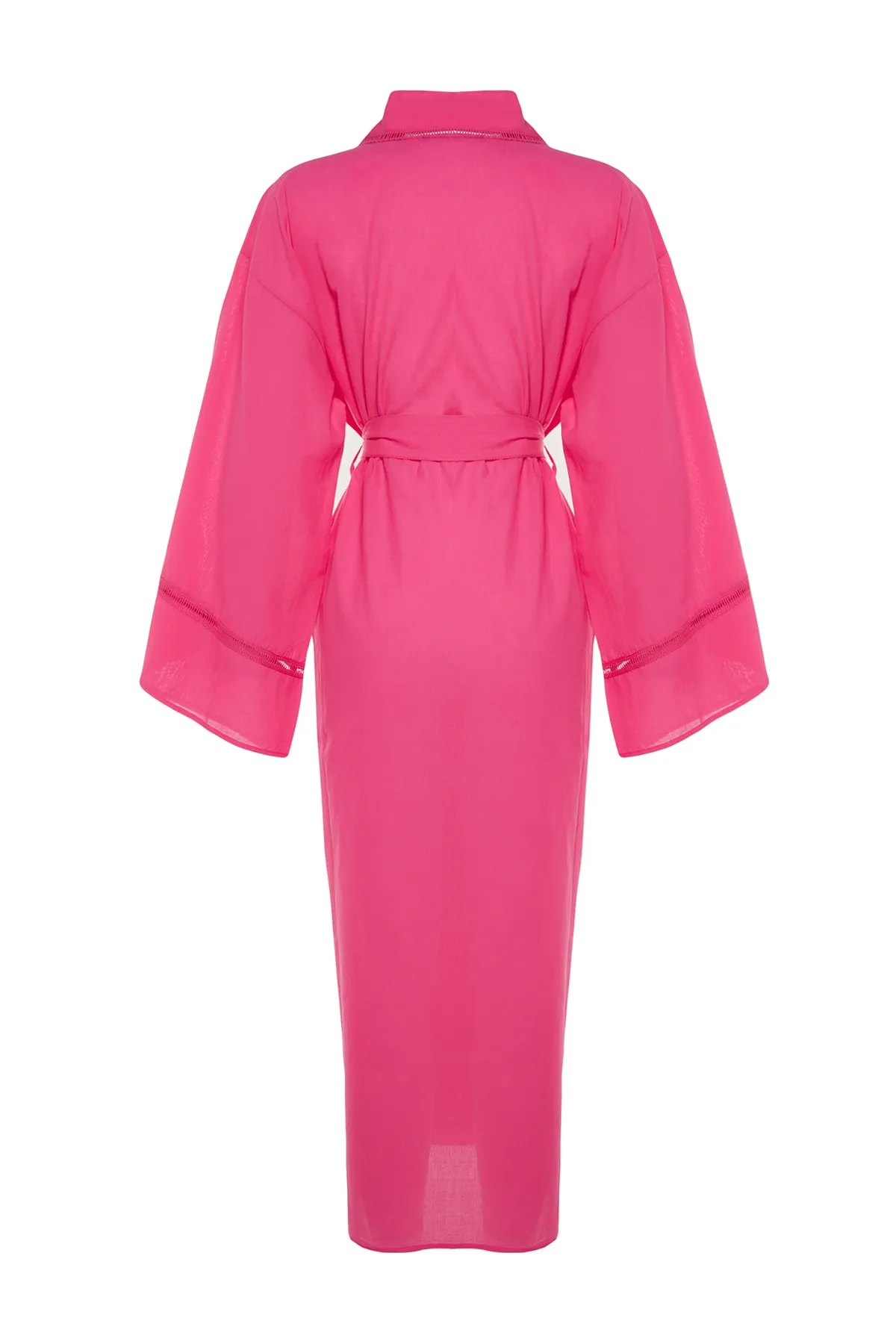 Trendyol Collection  Rosa Maxi-Accessoire mit gewebten Streifen und Gürtel, 100 % Baumwolle, Kimono und Kaftan TBESS21KM0094
