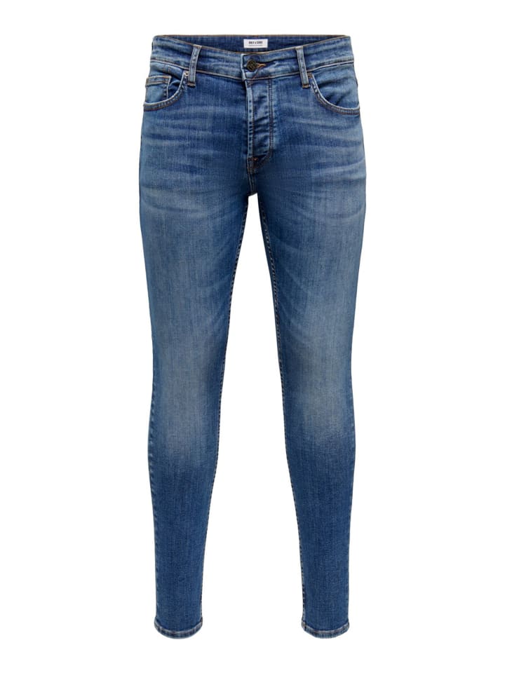 Only&Sons Skinny Fit Jeans Basic Denim Hose Stoned Washed Pants ONSWARP in Blau-2 günstig kaufen