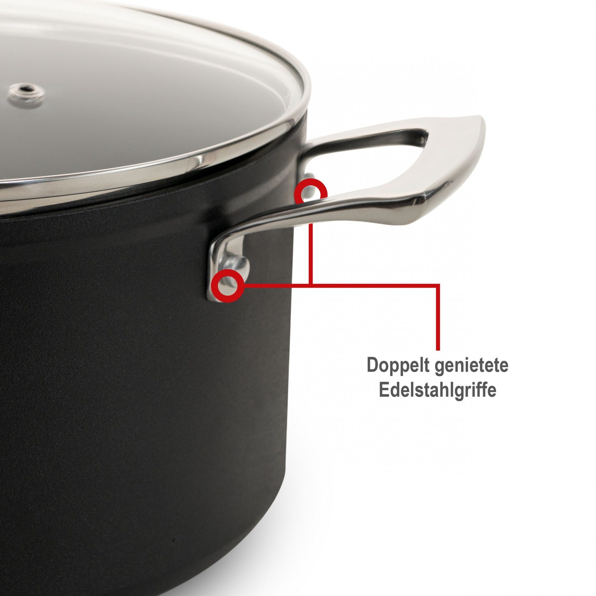 Genius Kochtopf Cerafit Plasma Topf 20 cm, Aluminium, Edelstahl (1 Kochtopf 1 Deckel), Antihaft-Beschichtung, für alle Herdarten, abnehmbarer Griff
