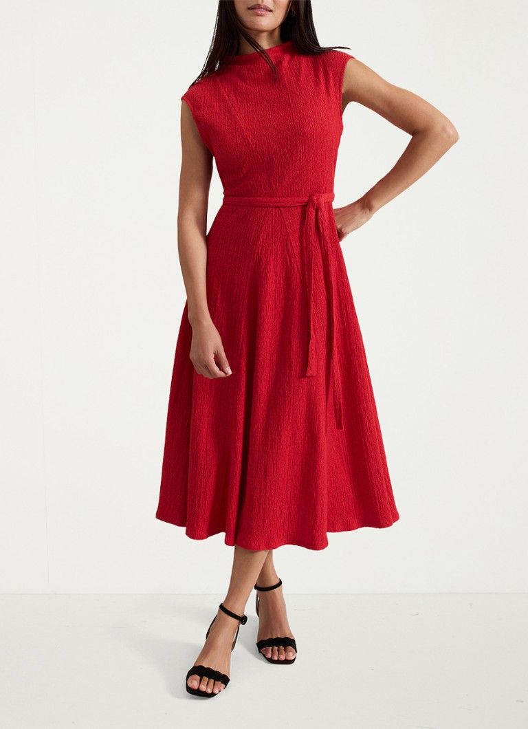 Vestido midi Ophelia texturizado de Phase Eight con cinturón para anudar.