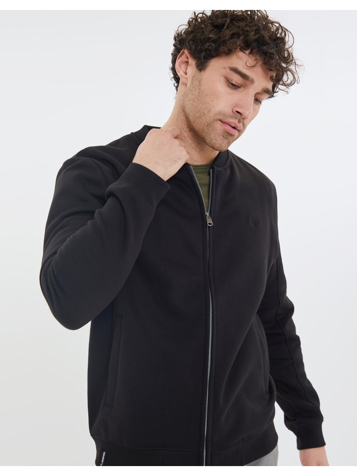 Threadbare Fleecejacke THB Fleece Zip Through Baseball Jeter in Black günstig kaufen L