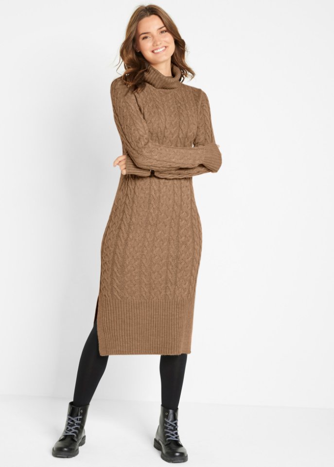 Strickkleid in Midilänge mit Struktur