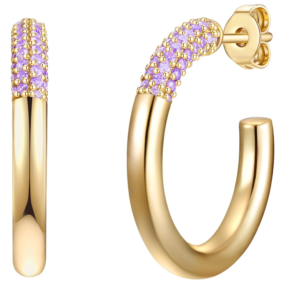 Glanzstücke München Créoles en argent Argent sterling Oxyde de zirconium (CZ) en Or jaune Boucles d'oreilles