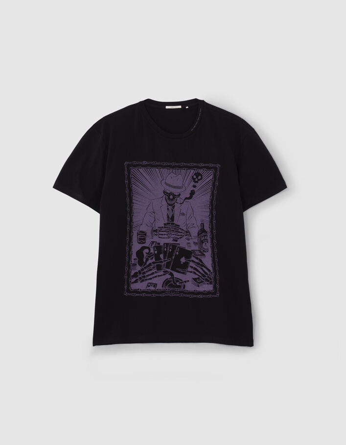 T-shirt noir visuel partie de cartes Homme