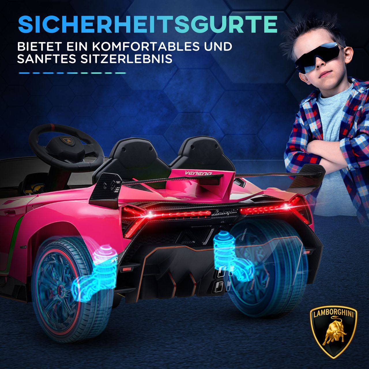HOMCOM Kinder Elektroauto Kinderauto mit Anzeige, Fernbedienung, Bluetooth