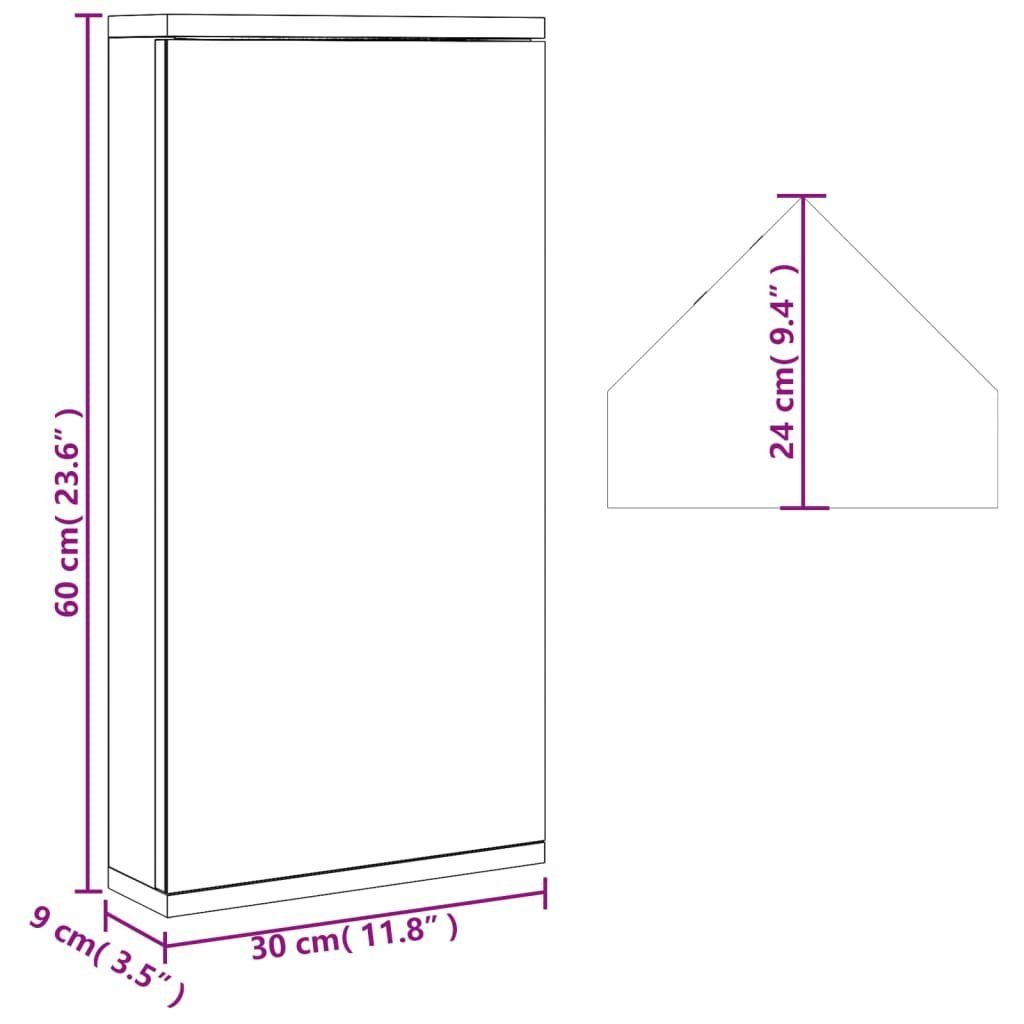 vidaXL Badezimmerspiegelschrank Eck-Spiegelschrank Weiß 30x24x60 cm (1-St)
