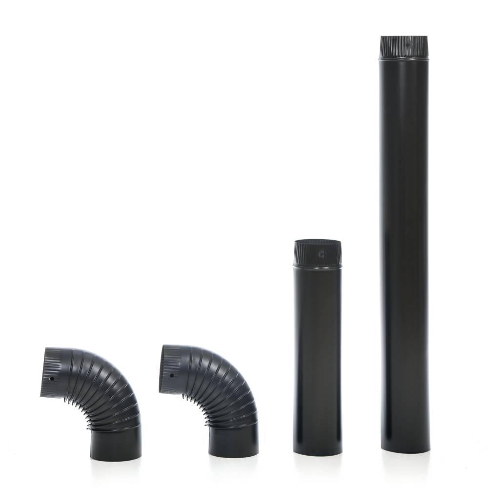 Acerto Ofenrohr-Set, 120 mm Durchmesser, schwarz