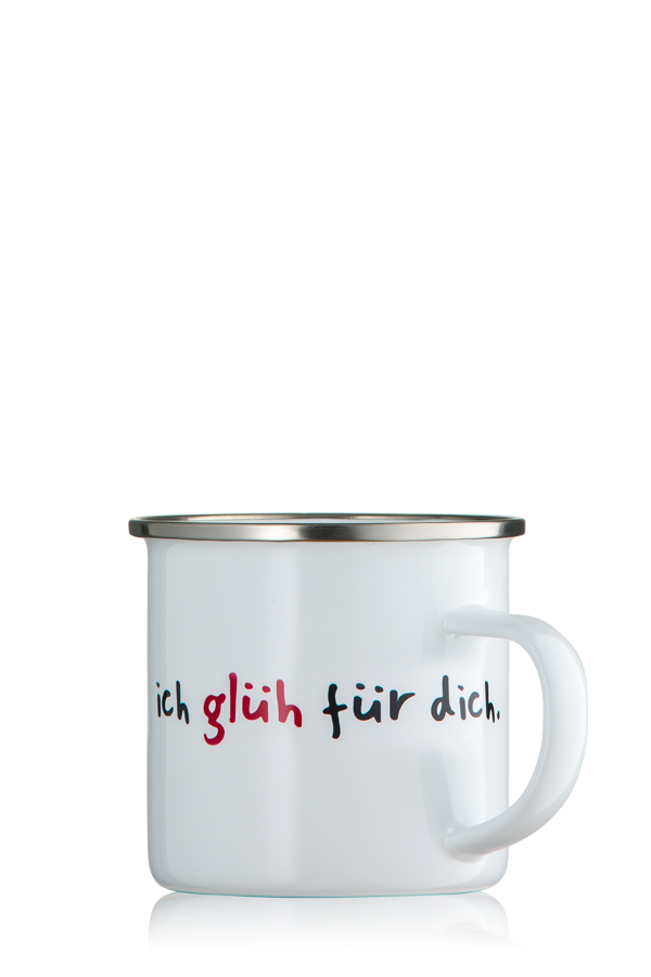 'Ich Glüh' Für Dich' - Emaille-Tasse Kurfürstenkellerei