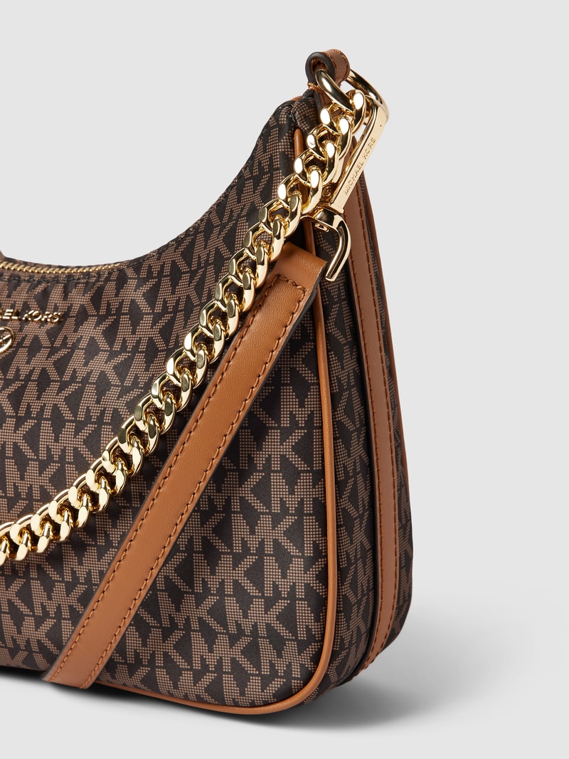 Handtasche mit Label-Detail Modell 'JET SET CHARM' in mittelbraun