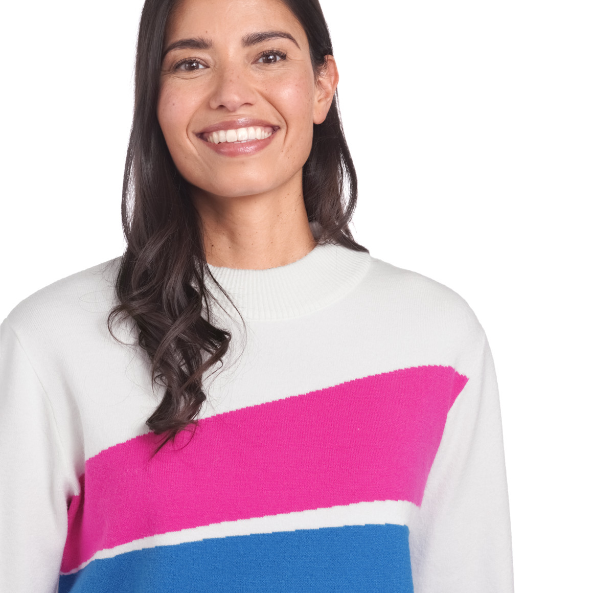 Damen Strickpullover mit Farbteilern
