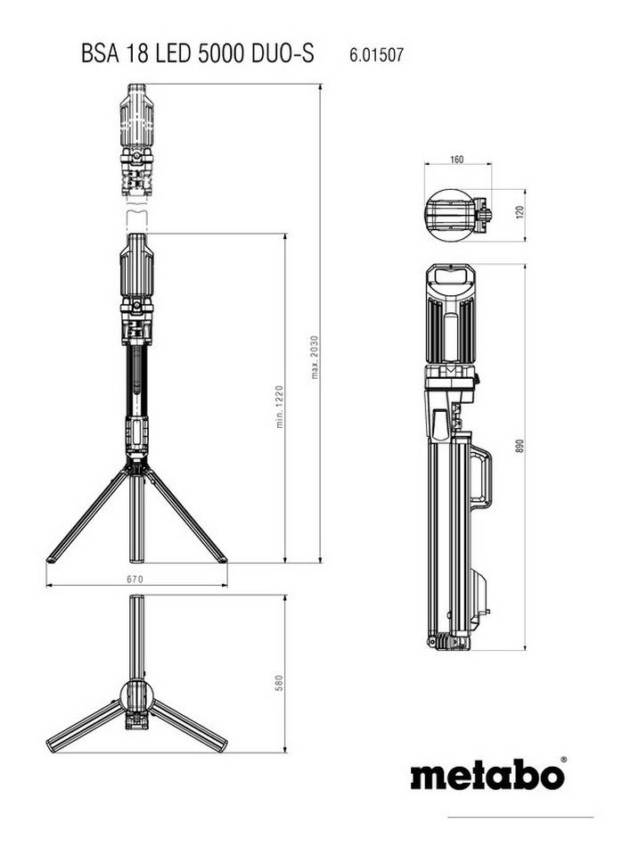 metabo Baustrahler BSA 18 LED 5000 DUO-S, Akku Ohne Akku