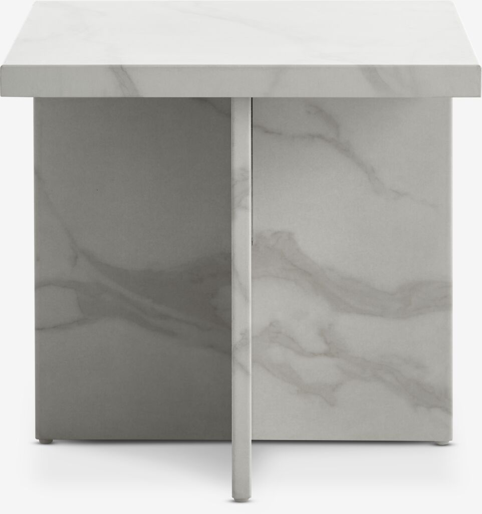 GANDRUP Mesa de canto GANDRUP 45x45 imitação de mármore branco