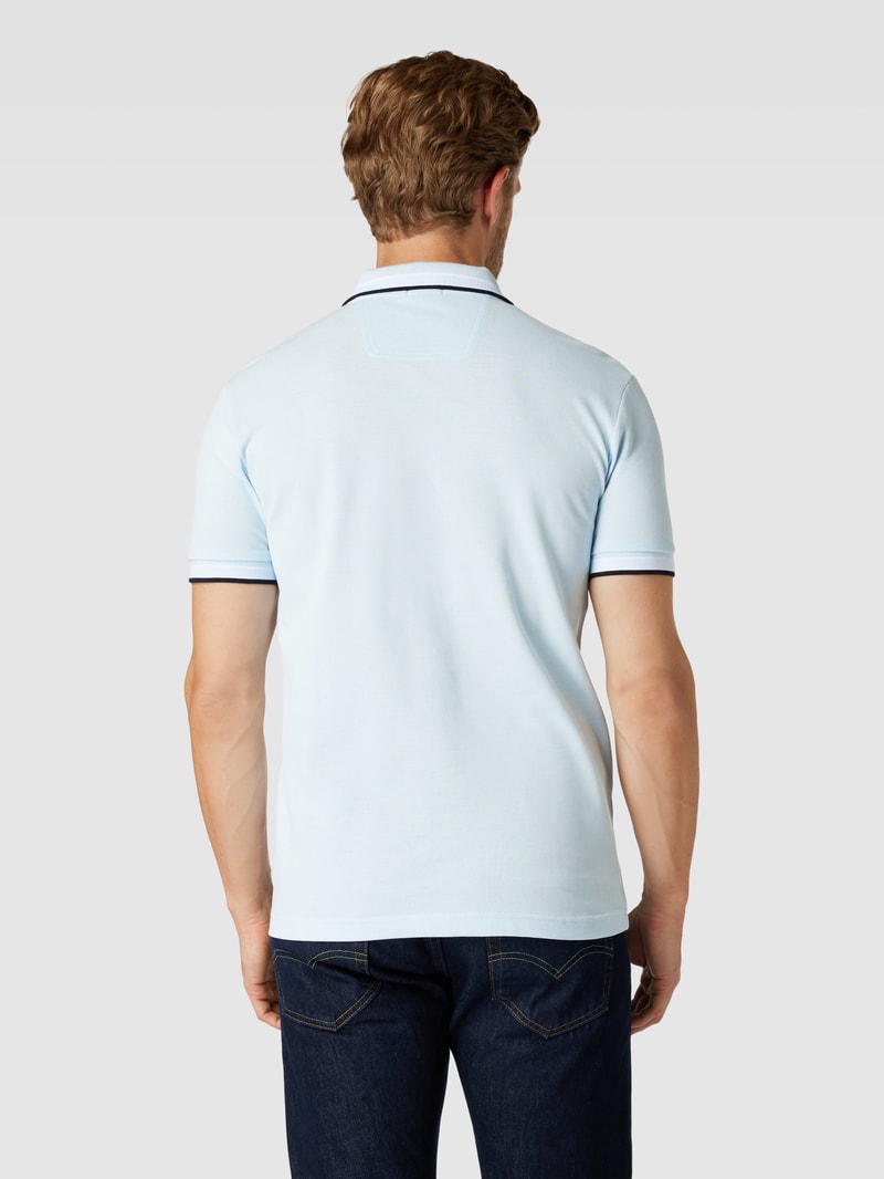 Poloshirt mit Label-Stitching Modell 'PADDY' in hellblau meliert