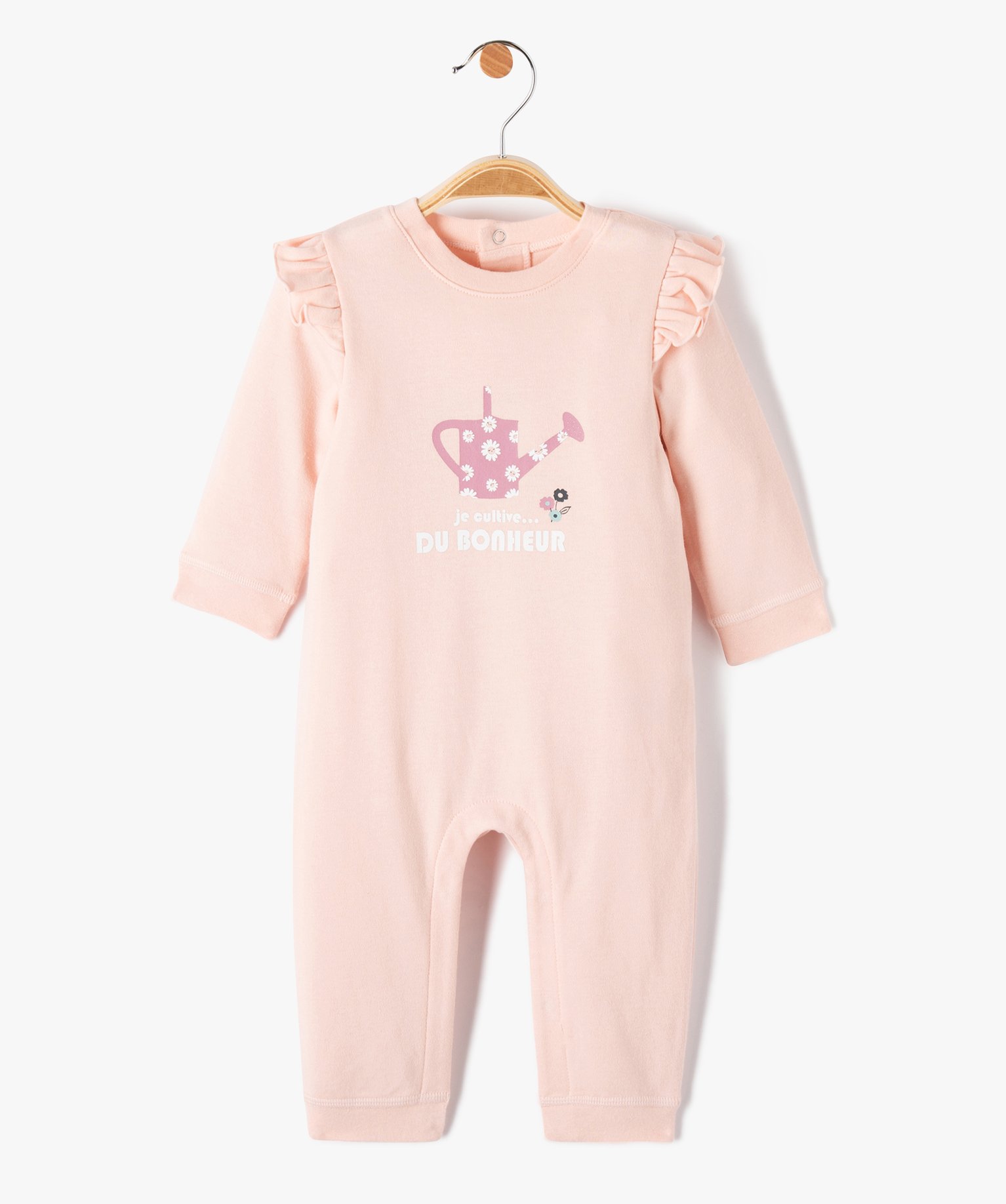 Pyjama bébé en jersey à épaules volantées rose | GEMO