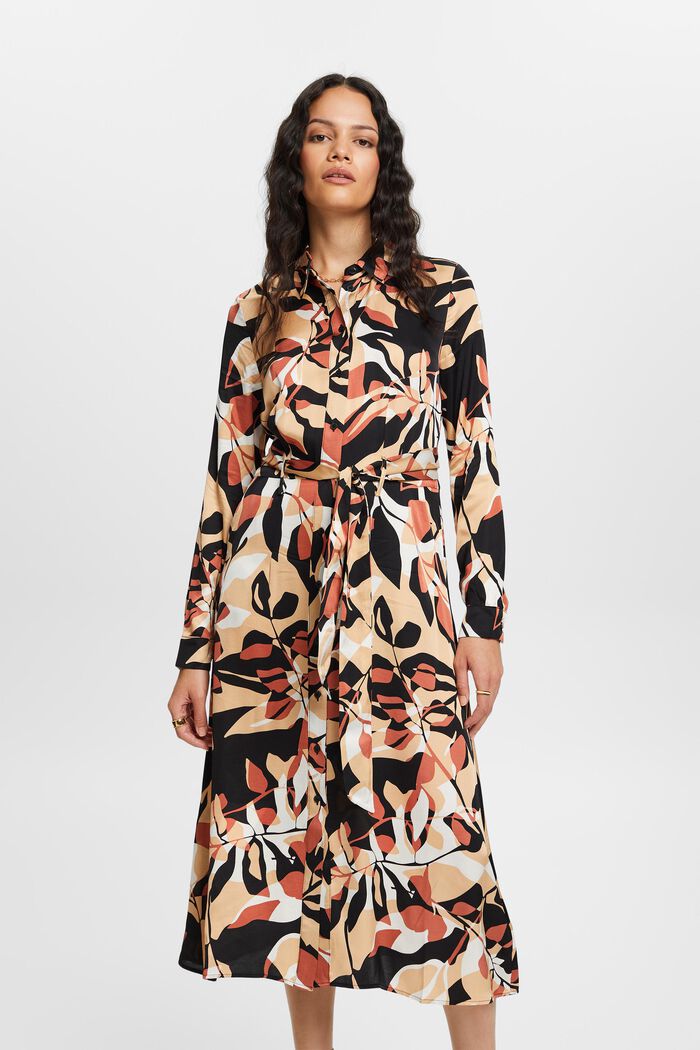 Gemustertes Kleid in Satinoptik