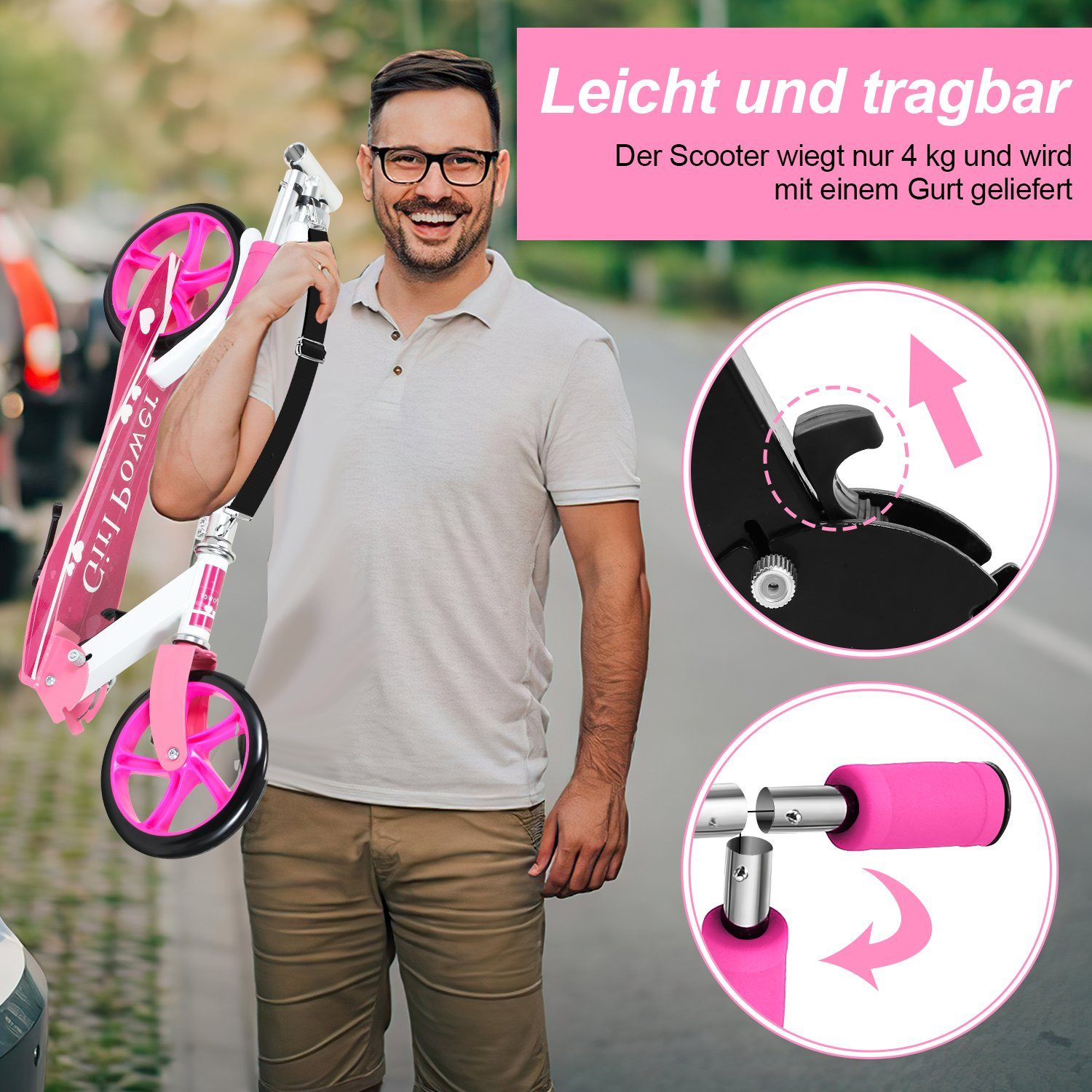 Gimisgu Cityroller Kinderoller Scooter Kinderscooter Höhenverstellbar Tretroller klappbar