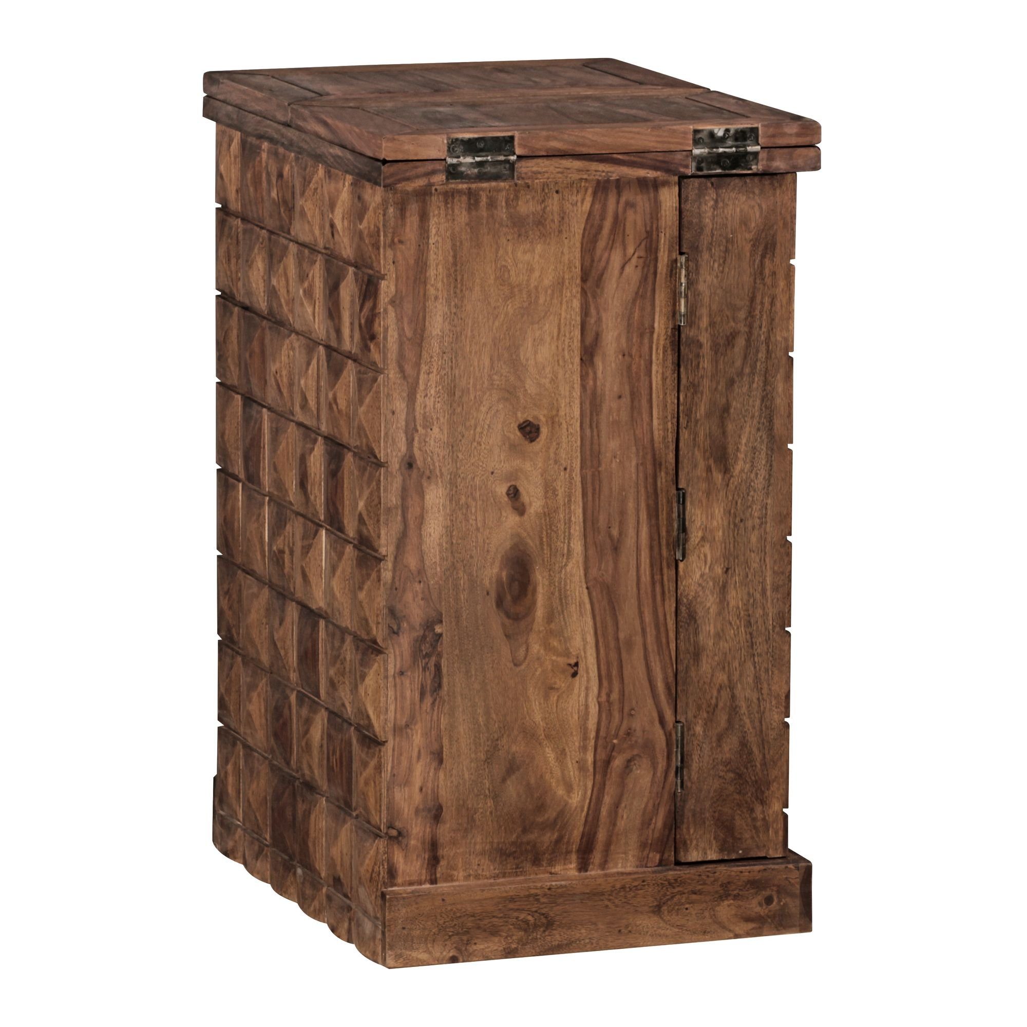 KADIMA DESIGN Barschrank Hausbar Massivholz Sheesham Vitrine ausklappbar