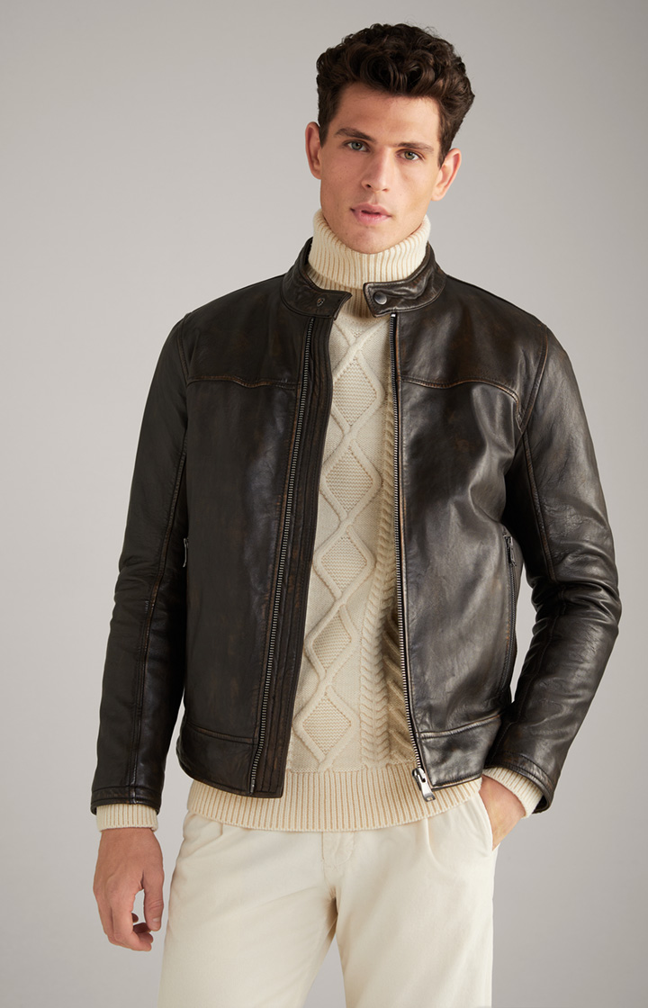 Lederjacke Cleary in Dunkelbraun
