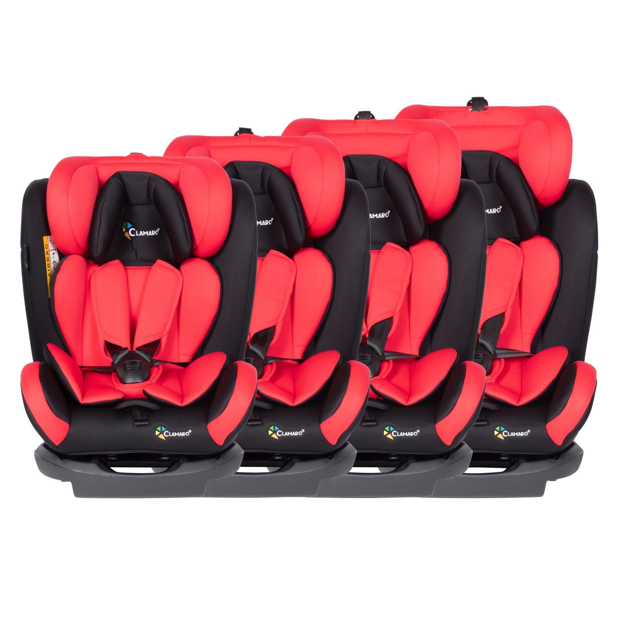 Clamaro Autokindersitz, Clamaro 'RiolaPlus4in1' Isofix Autokindersitz Gruppe 0+, I, II und III (0-36 kg), mitwachsender Baby- und Kinderautositz ab 0 Jahre bis 12 Jahre, 6-fach höhenverstellbare Kopfstütze, 3-fach verstellbare Rückenlehne, ECE R44/04