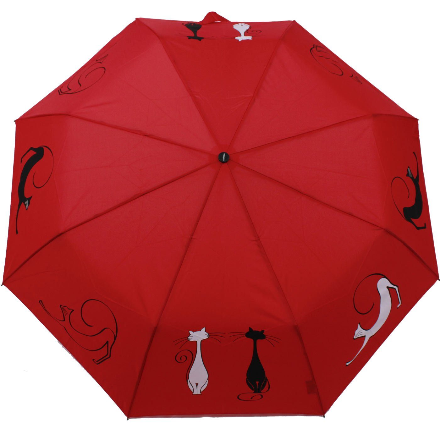 doppler® Taschenregenschirm Damen Auf-Zu Magic Fiber - Cats Best Friends, für Katzen-Liebhaber - elegant, stabil und praktisch