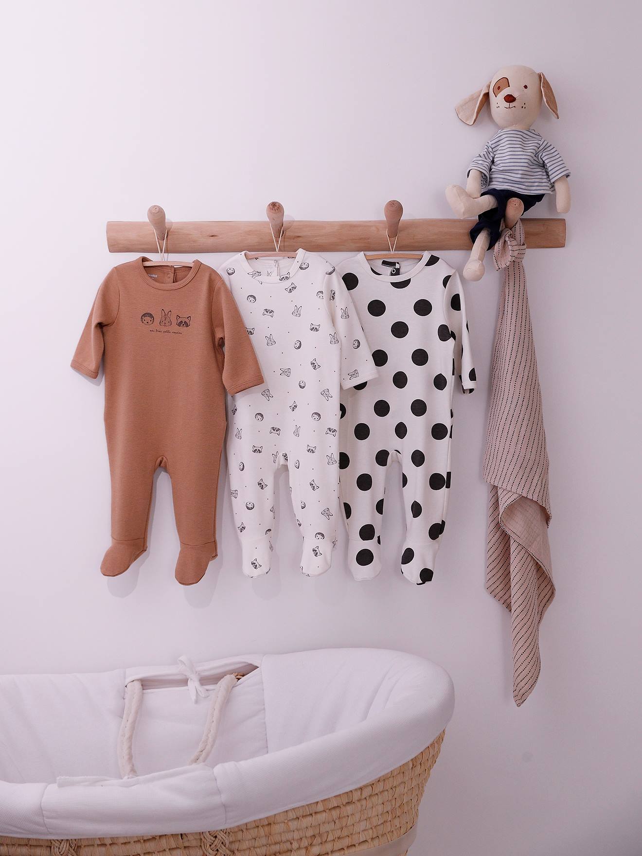 Vertbaudet 3er-Pack Baby Strampler BASIC, Interlock-Jersey - pack salbeigrün savanne
