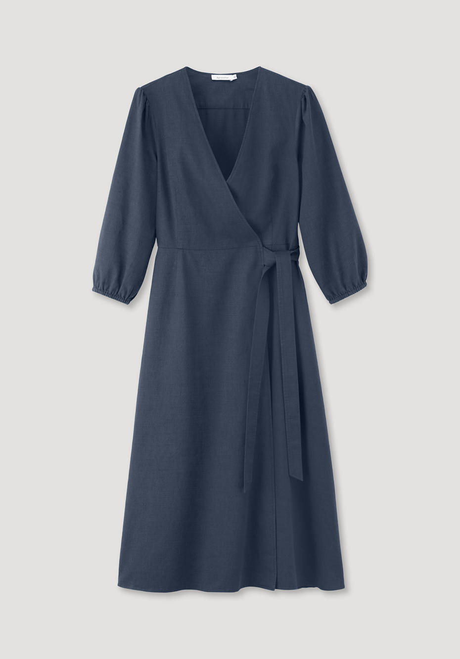 Midi-Wickelkleid aus Bio-Baumwolle mit Leinen