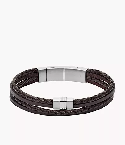 Fossil Herren Armband Brown Multi-Strand Braided Leather Bracelet