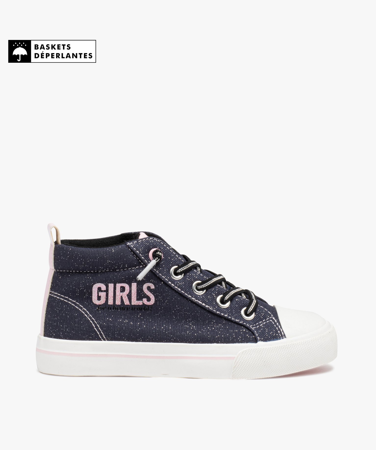 Baskets fille mid-cut déperlantes noir | GEMO