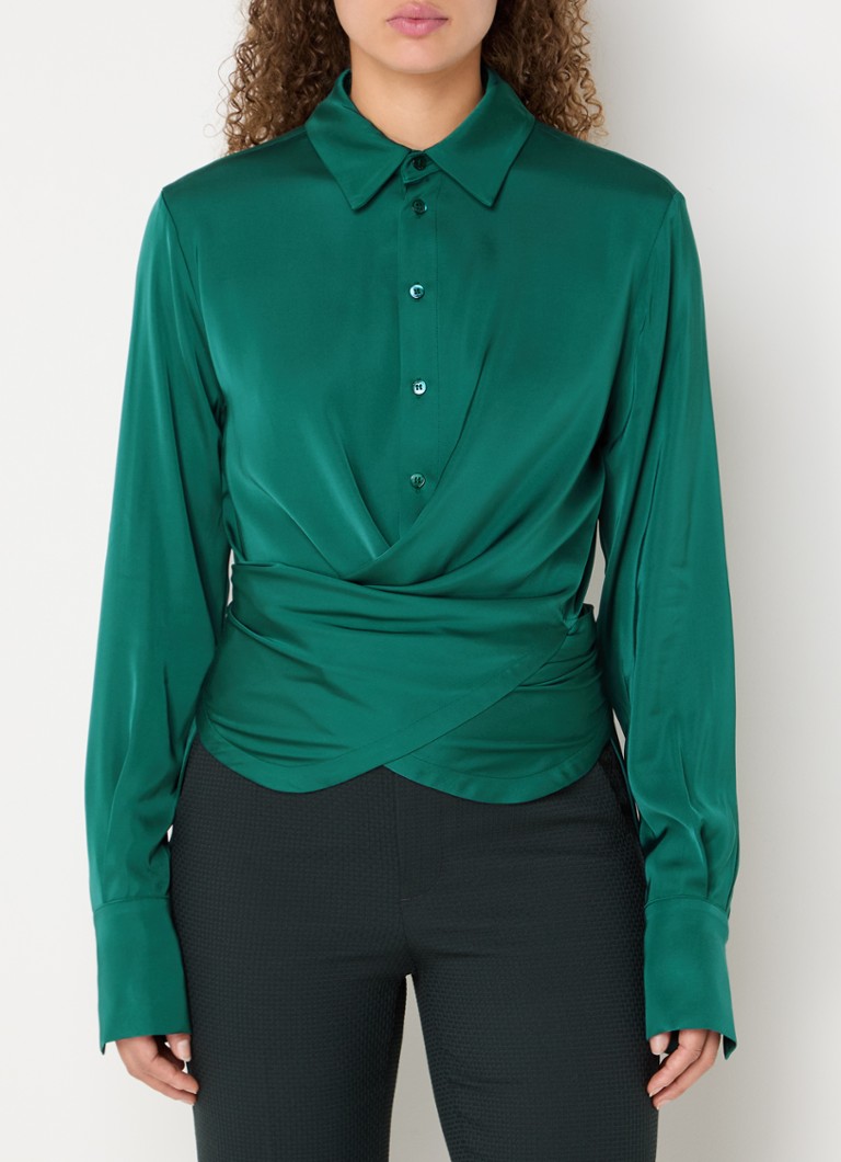 Vanilia Satin Blouse with Draped Detail