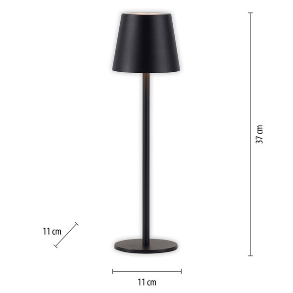 LED-Akku-Tischleuchte Buria, 2er Set, schwarz