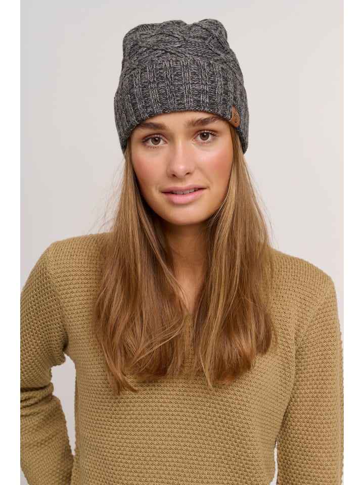 Oxmo Strickmütze OXPom 21300671-ME Pudelmütze aus 100% Baumwolle in Grau günstig kaufen onesize
