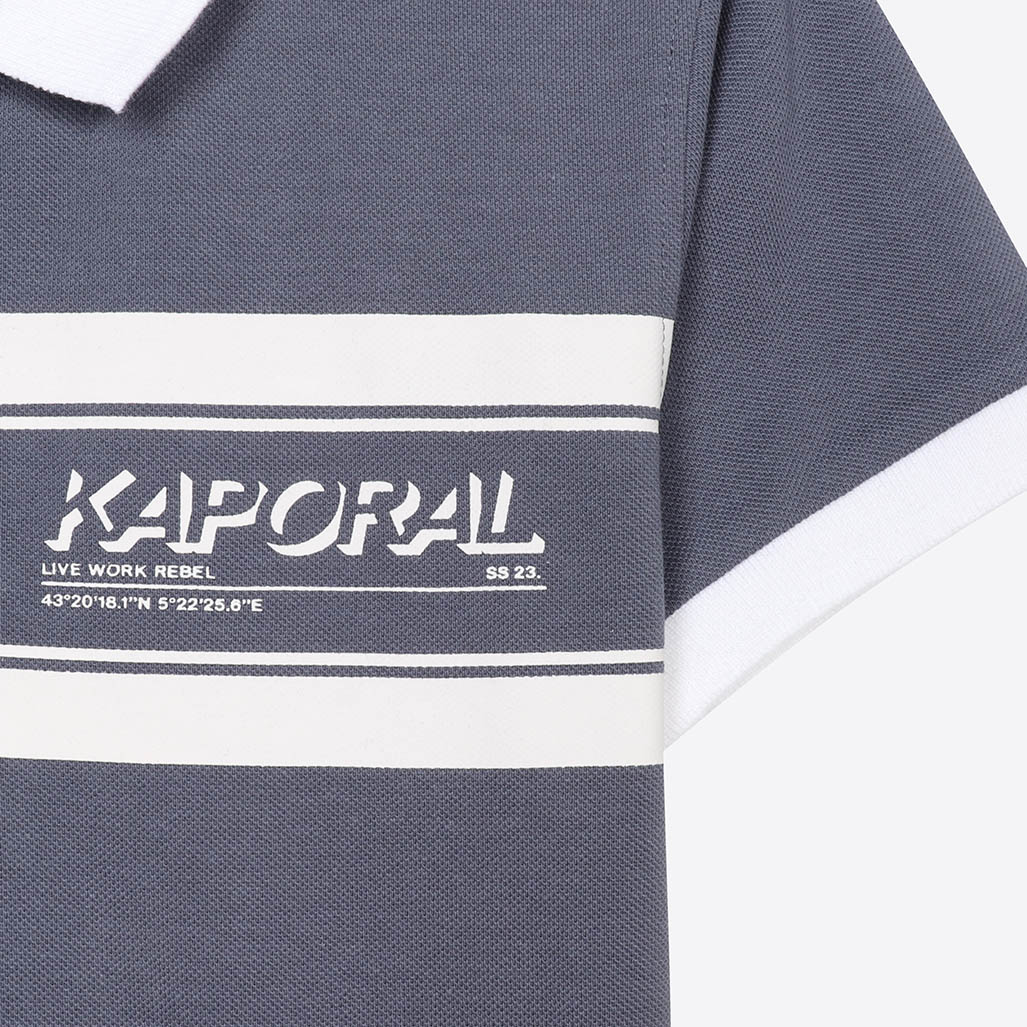 PAKA   Polo bleu gris Garçon en 100% coton