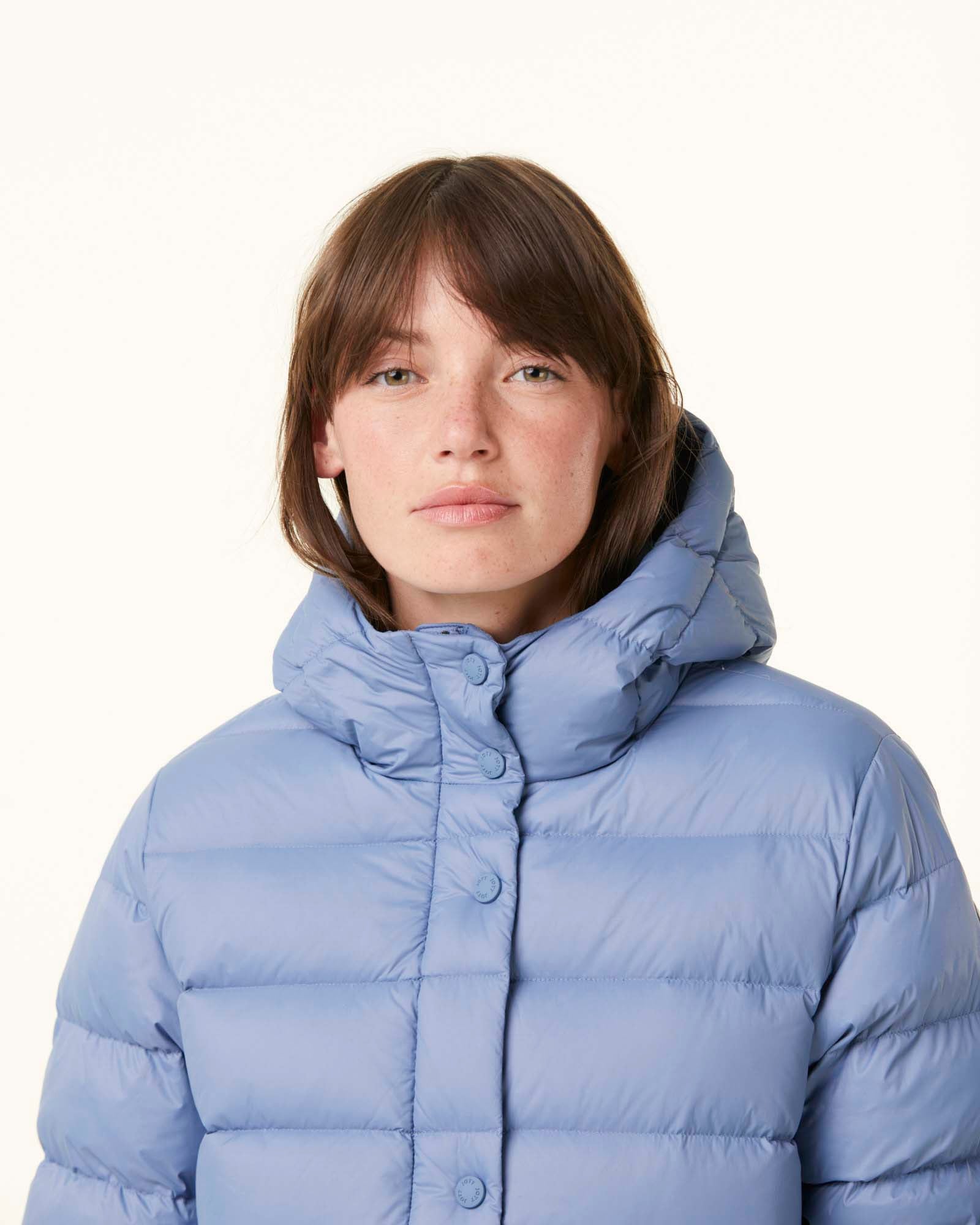 Doudoune droite à capuche Bleu délavé Jane