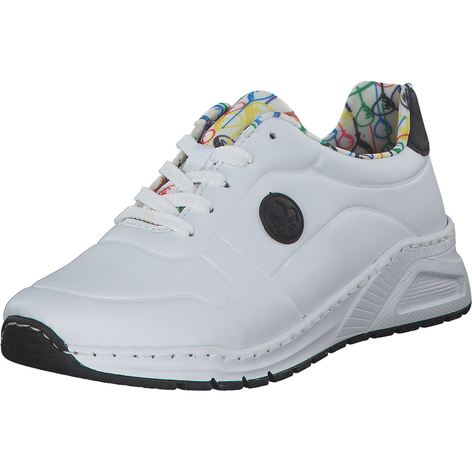 Rieker M4903, Sneakers Low, Damen, weiss/schwarz/weiss-multi