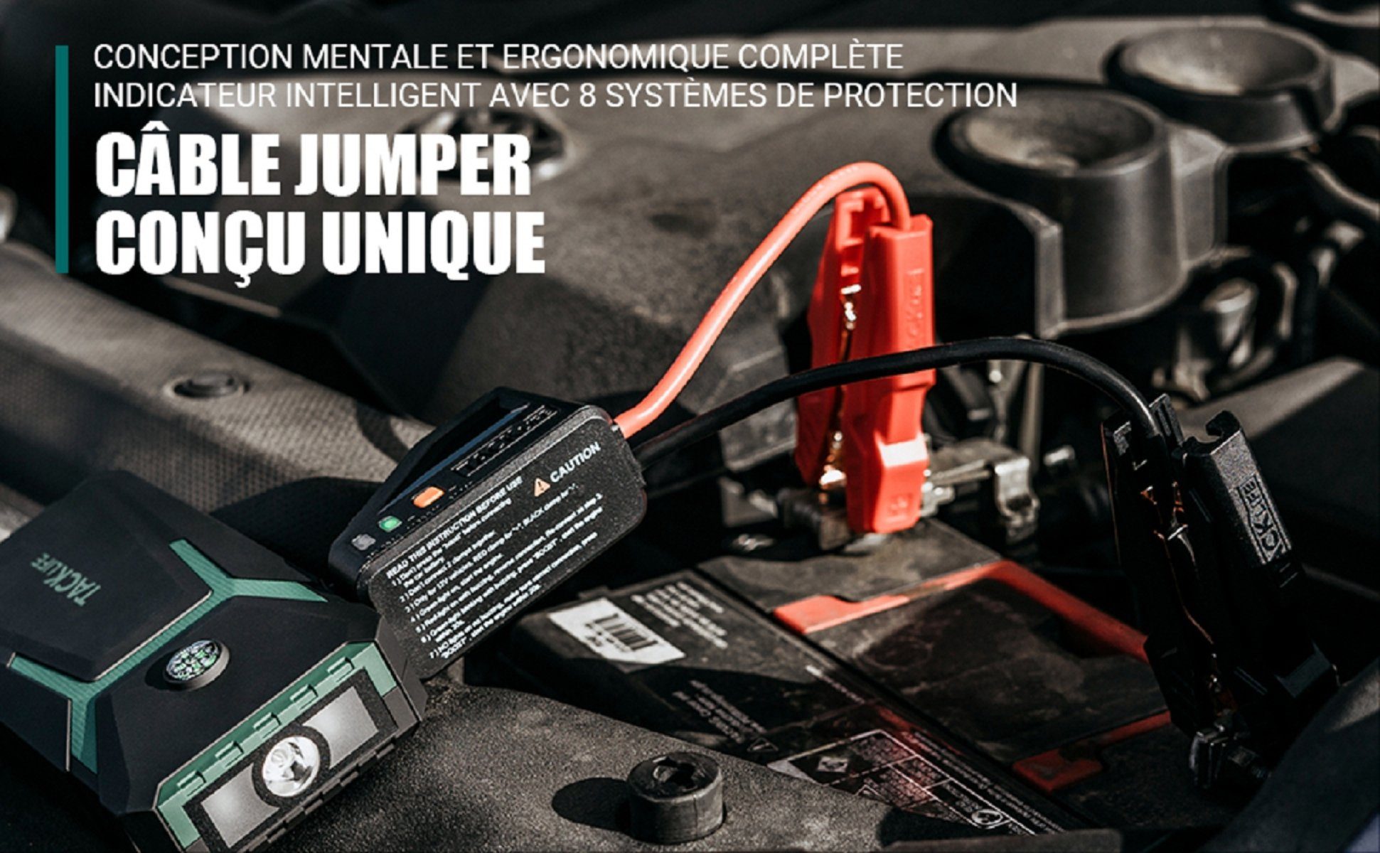 TACKLIFE Starthilfegerät, Auto Batterieladegeräte 18000mAh/800A 2 USB Ladebuchsen