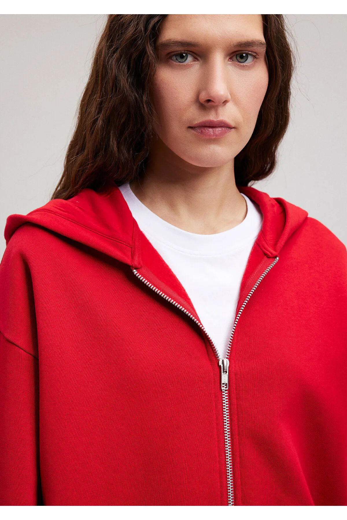 Mavi  Rotes Basic-Sweatshirt mit Kapuze und Reißverschluss 1611775-82054