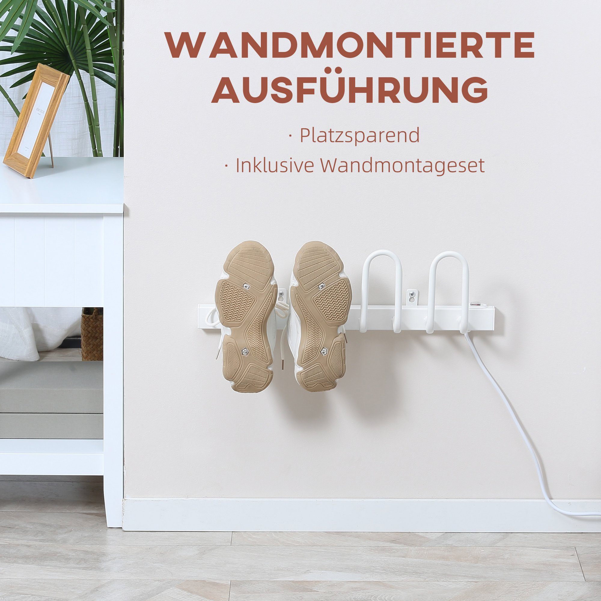 HOMCOM Schuhtrockner HOMCOM Schuhtrockner, elektrisch, bis 55° C, Stahl, weiß
