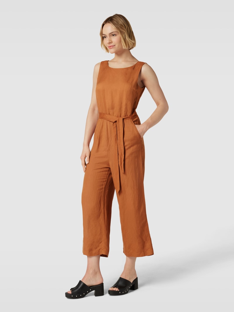 Jumpsuit aus Viskose mit Reißverschluss in cognac