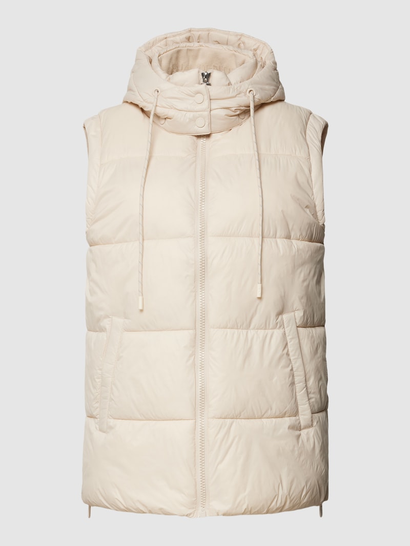 Steppweste mit Kapuze in beige